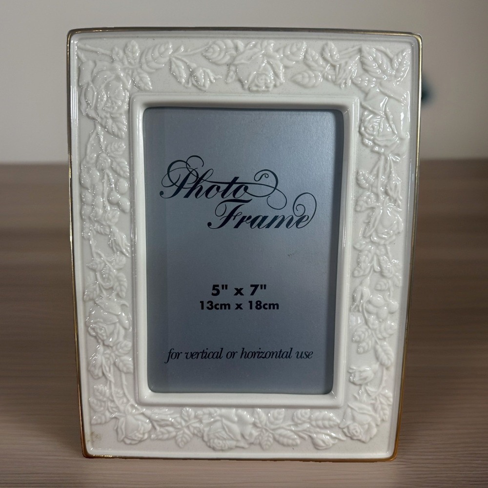 Vintage Lenox Picture Frame Gold Edge Floral Porcelain 8 X 10 For 5x7